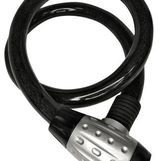 TRAVA ANTIFURTO P/ MOTO (CADEADO) COM CABO DE ACO ENCAPADO ESPESSURA 24MM X 1.200MM COMPRIMENTO (CAPA PRETA)