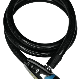 TRAVA ANTIFURTO P/ MOTO (CADEADO) COM CABO DE ACO ENCAPADO ESPESSURA 15MM X 1.500MM COMPRIMENTO (CAPA PRETA)