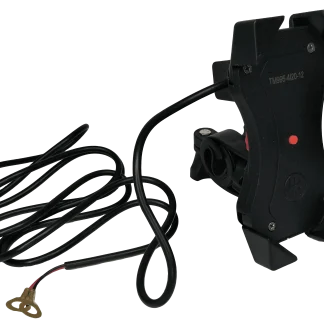 SUPORTE DE CELULAR P/ MOTO - UNIVERSAL (MODELO TIPO S020) TAMANHO 6.9 POL. (175,26MM) COM CARREGADOR (FIXACAO P/ GUIDAO)